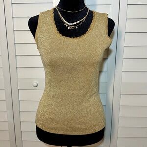 Vintage J.A.C. Gold Shimmer Knit Tank | Y2K Metallic Top